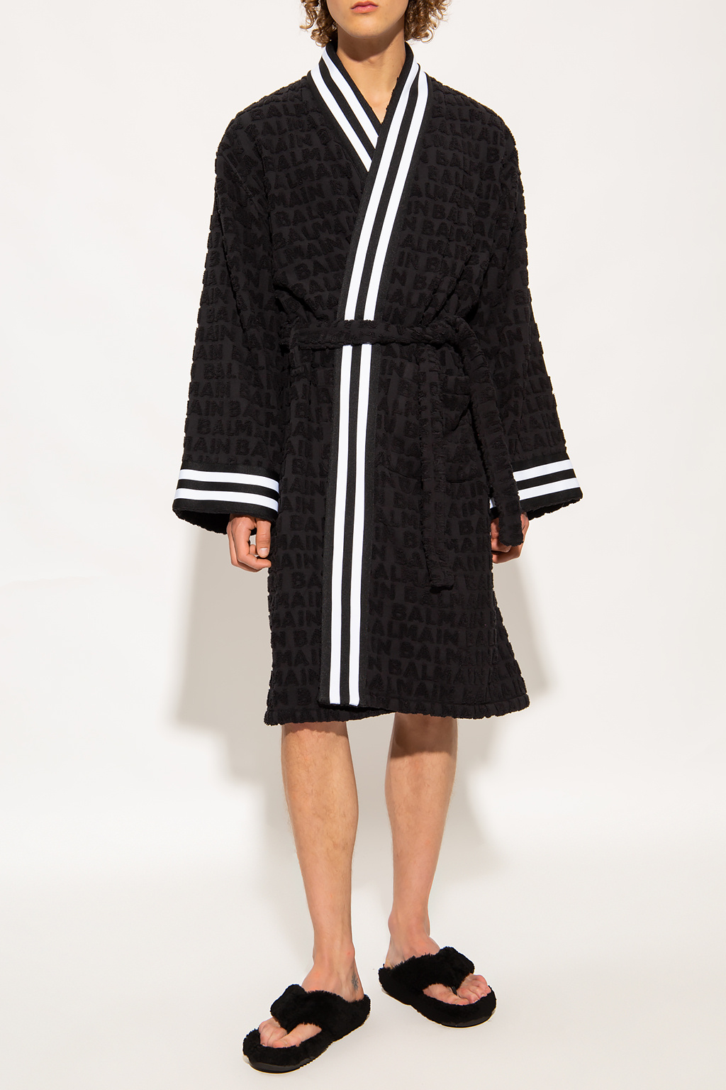 Balmain WOMEN CLOTHING JACKETS - Black Bathrobe with logo